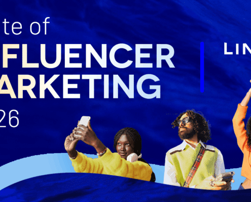 Cover of the report State of the Influencer Marketing 2026. Blue ocean background with 3 influencers